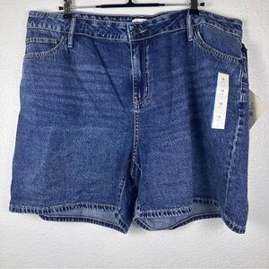 Ava & Viv High Rise Midi Denim Shorts Blue Plus Size 18 Relaxed Fit